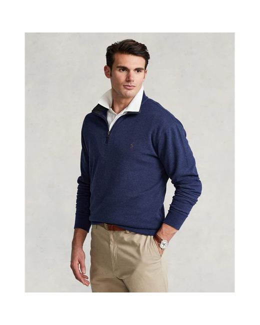 Taglie Plus - Pullover in jersey con cerniera di Ralph Lauren in Blue da Uomo