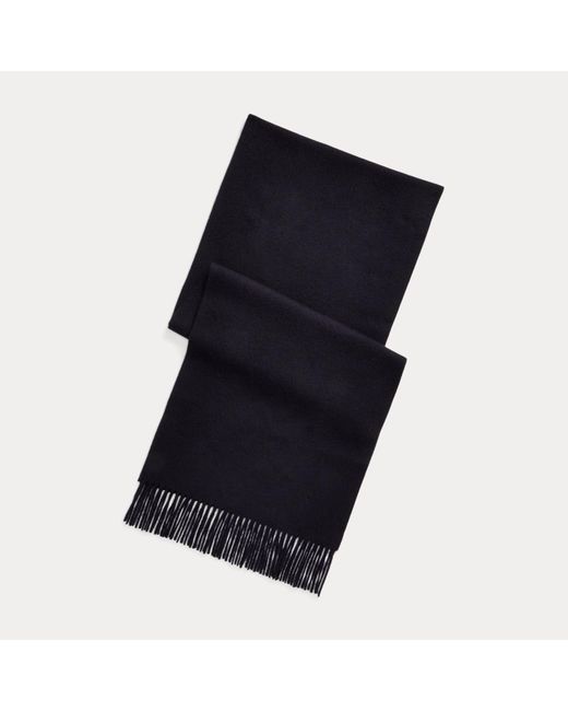 Ralph Lauren Blue Fringed Cashmere Scarf for men