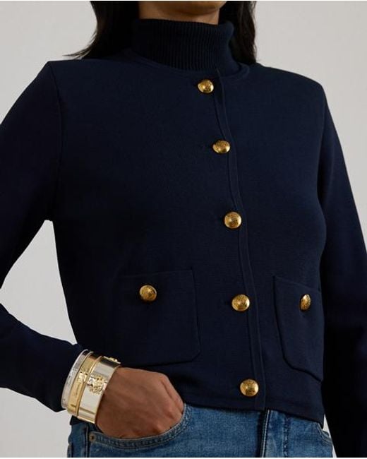 Ralph Lauren Blue Cropped Crewneck Jumper Jacket