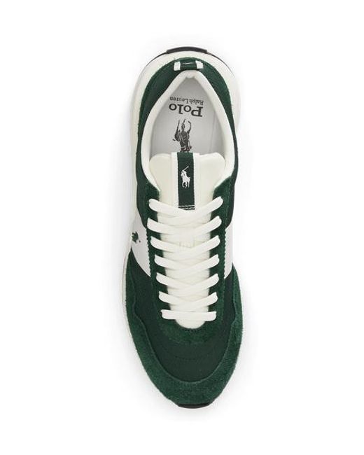 Polo Ralph Lauren Green Train 89 Suede And Oxford Trainer for men
