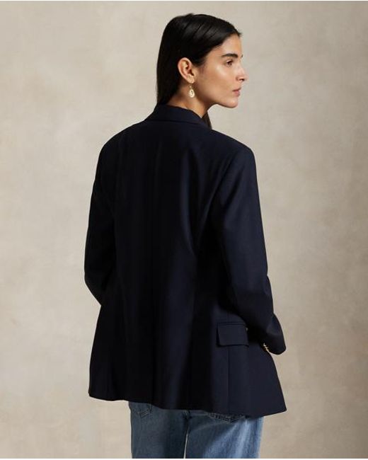 Polo Ralph Lauren Black Double-Breasted Stretch Wool Blazer