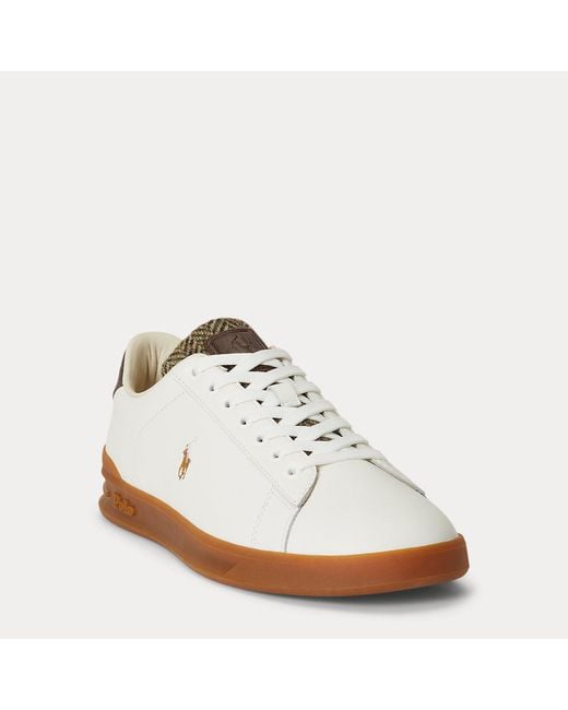Polo Ralph Lauren White Heritage Court Ii Leather-Tweed Trainer for men