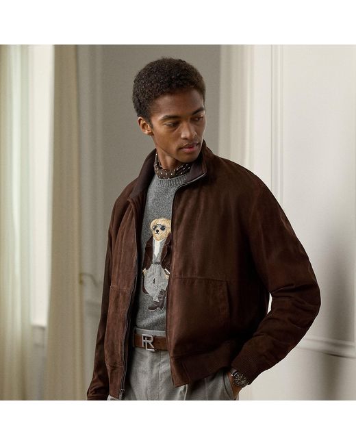 Ralph Lauren Brown Ralph Lauren Suede Track Jacket for men