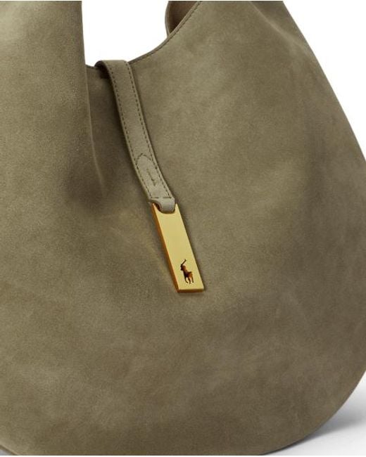 Polo Ralph Lauren Brown Large Suede Polo Id Shoulder Bag