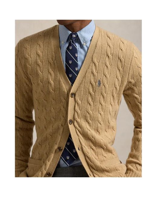 Polo Ralph Lauren Natural Cable-knit Wool-cashmere Cardigan for men