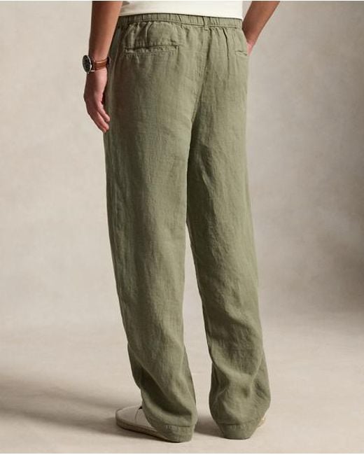 Polo Ralph Lauren Green Lateef Relaxed Fit Pleated Linen Trouser for men