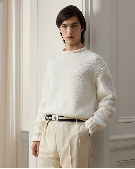 Ralph Lauren White Relaxed Fit Cotton Rollneck Jumper for men
