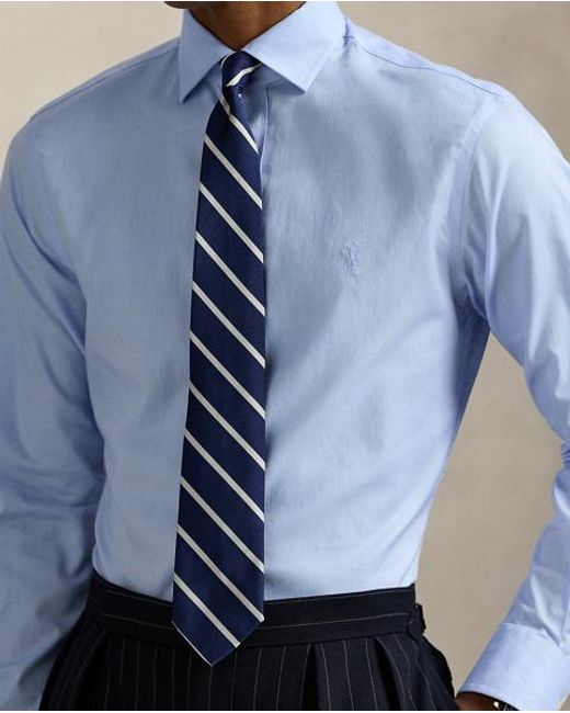 Polo Ralph Lauren Blue Custom Fit Textured Shirt for men