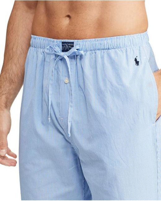 Polo Ralph Lauren Blue Gingham Poplin Long Sleep Set for men