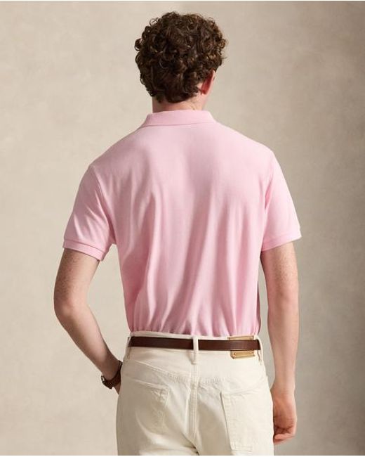 Polo Ralph Lauren Pink Slim Fit Mesh Polo Shirt for men