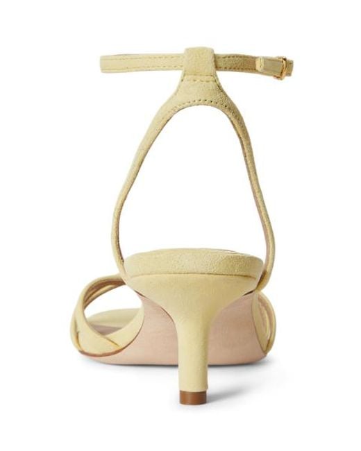 Ralph Lauren Metallic Kendyl Kitten-Heel Suede Sandal