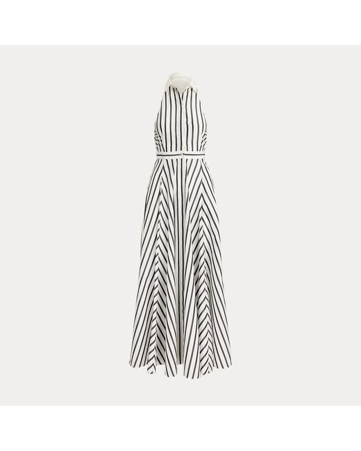Ralph Lauren White Eldred Striped Cotton Day Dress