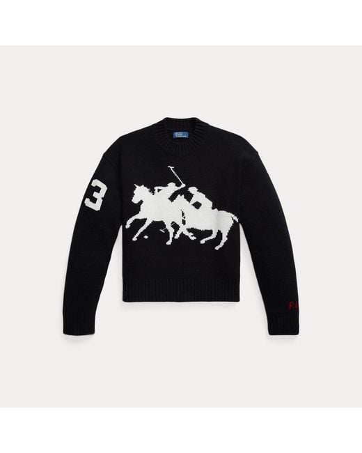 Polo Ralph Lauren Black Graphic Wool Crewneck Jumper