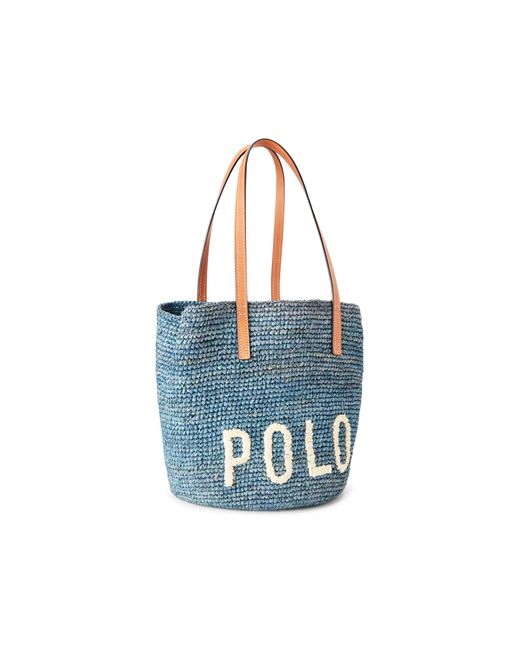 Polo Ralph Lauren Raffia Medium Tote Bag In Chambray - Size One Size in  Blue | Lyst
