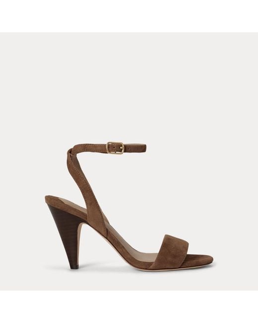 Ralph Lauren Brown Gracy Sheep-Suede Sandal