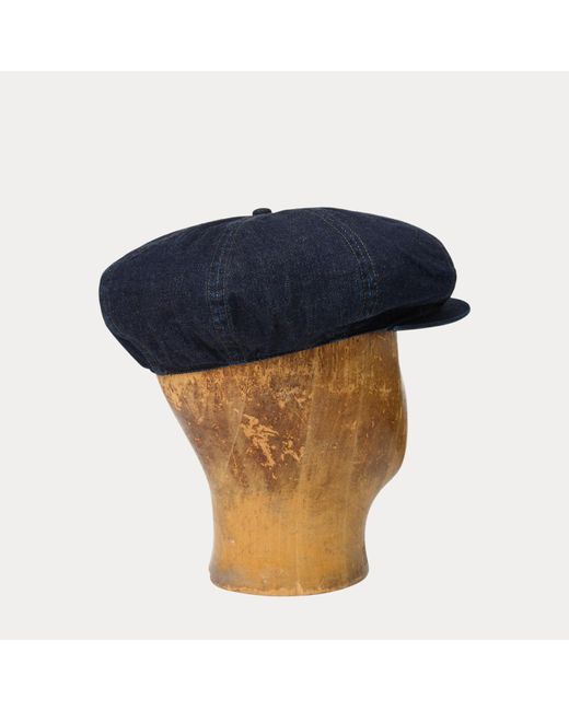 RRL Blue Denim Newsboy Cap for men