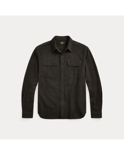 RRL Black Ralph Lauren Micro- Brushed Workshirt for men