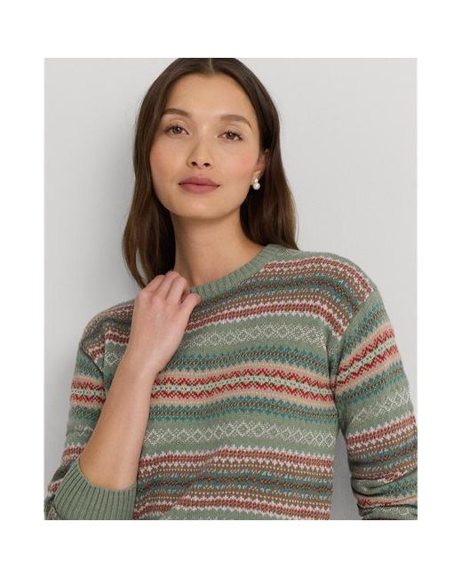 Lauren by Ralph Lauren Gray Ralph Lauren Fair Isle Cotton-blend Sweater