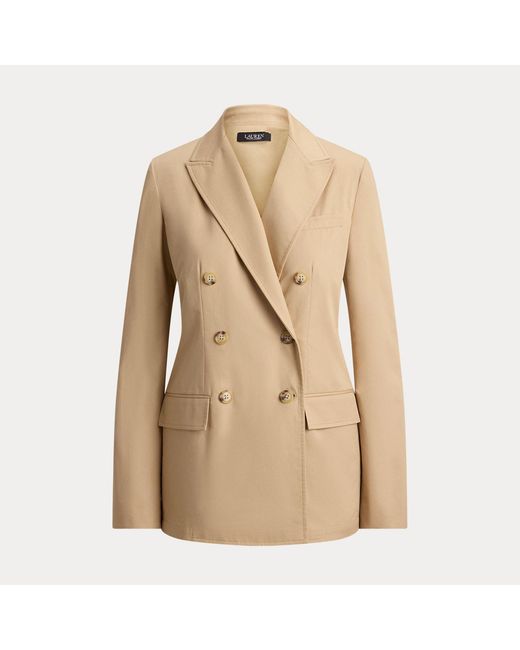 Ralph Lauren Natural Double-Breasted Cotton Twill Blazer