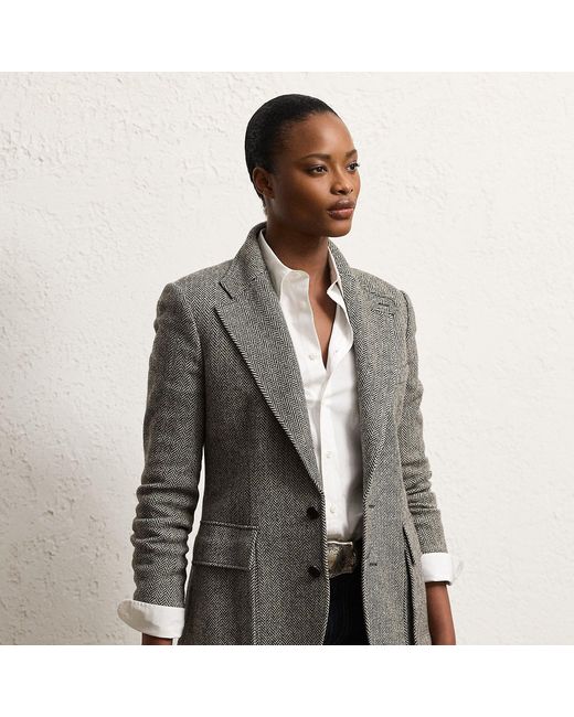 Ralph Lauren Gray Preston Ii Herringbone Tweed Jacket