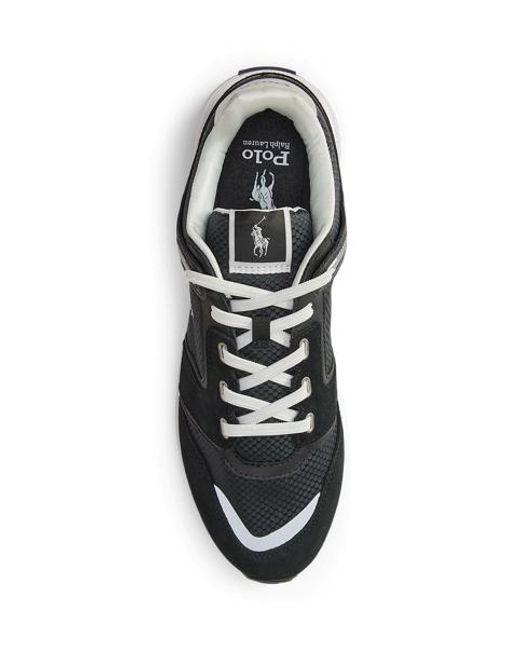 Polo Ralph Lauren Black Train 89 V2 Suede-Panelled Trainer for men