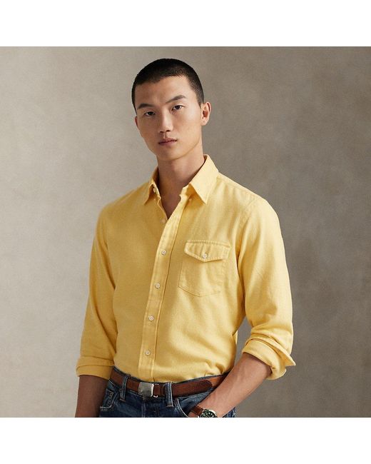 Ralph Lauren Yellow Classic Fit Brushed Twill Shirt for men