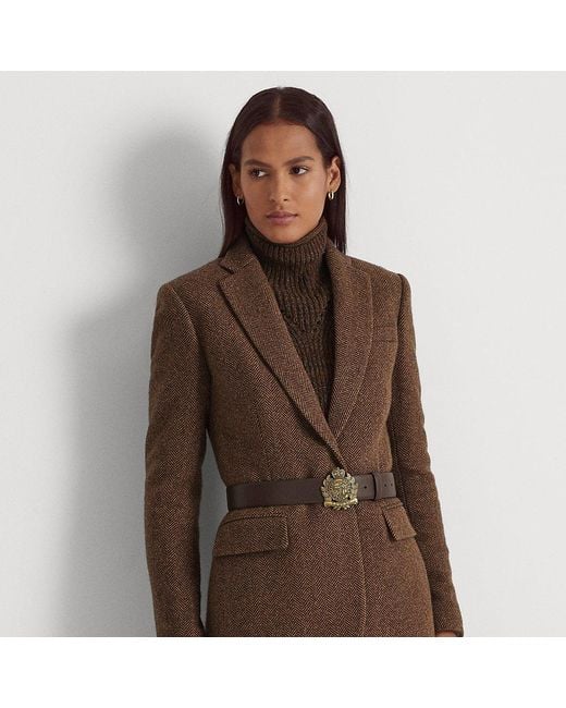 Lauren by Ralph Lauren Ralph Lauren Herringbone Tweed Blazer in Brown | Lyst