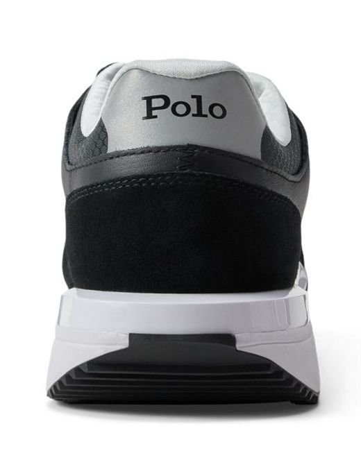 Polo Ralph Lauren Black Train 89 V2 Suede-Panelled Trainer for men