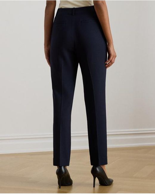 Ralph Lauren Blue Tricotine Pleated Tapered Trousers