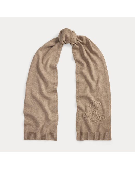 Ralph Lauren Natural Schal Mit Gesticktem Logo