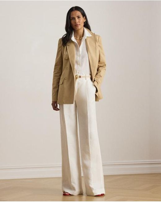 Ralph Lauren Natural Double-Breasted Cotton Twill Blazer