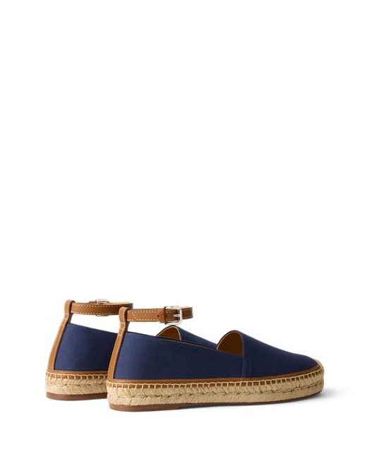 Ralph Lauren Blue Hadan Calfskin-Trim Canvas Espadrille