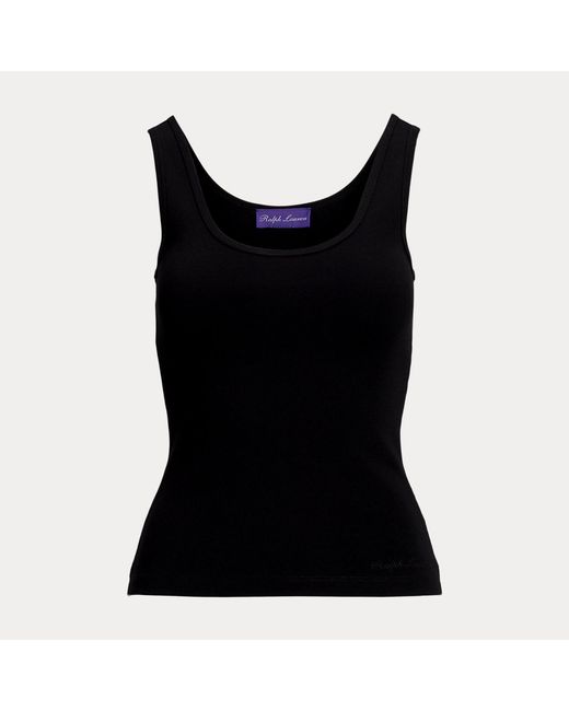 Ralph Lauren Black Ellis Rib-Knit Cotton-Blend Tank Top