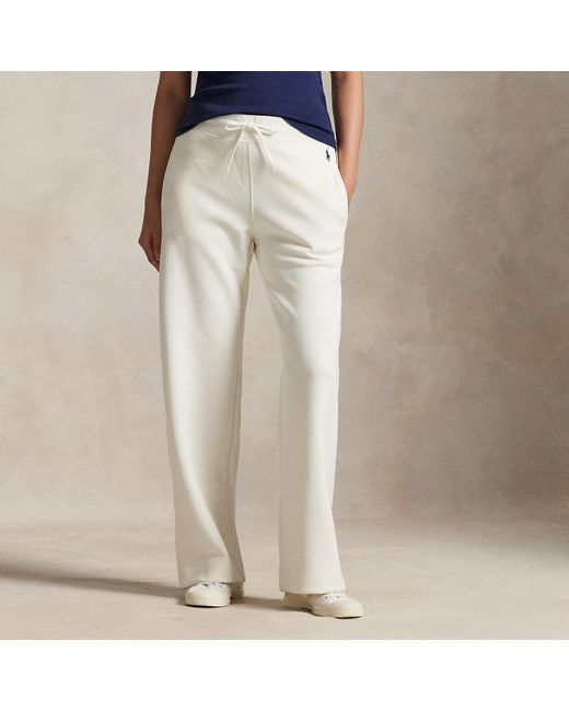 Polo Ralph Lauren White Doppellagige Jogginghose Mit Weitem Bein