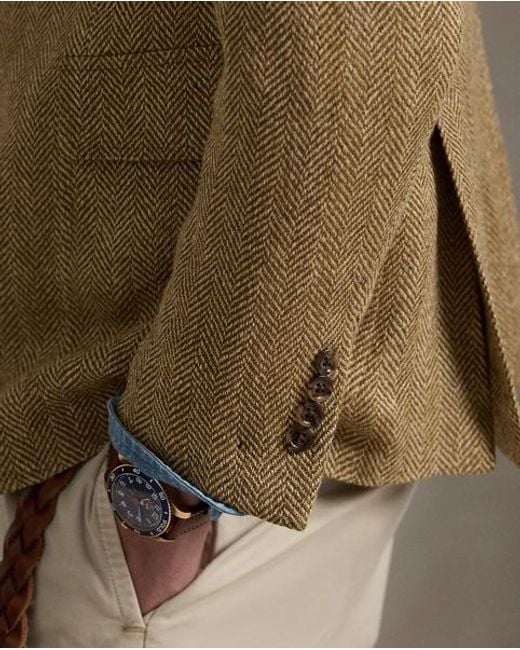 Polo Ralph Lauren Tailored-Fit Polo-Sakko Mit Fischgrat in Natural für Herren