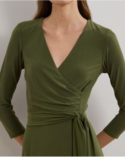Ralph Lauren Surplice Jersey Dress in Green | Lyst UK