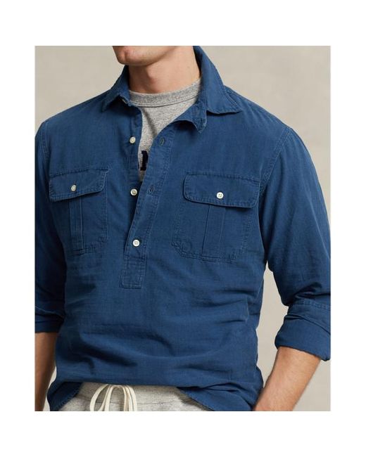 Ralph Lauren Blue Classic Fit Indigo Popover Workshirt for men