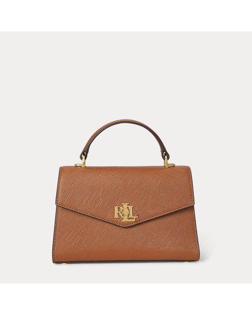 Petite Sacoche Farrah En Cuir Texturé Ralph Lauren en coloris Brown