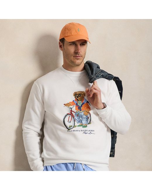 Ralph Lauren White Polo Bear Fleece Sweatshirt for men