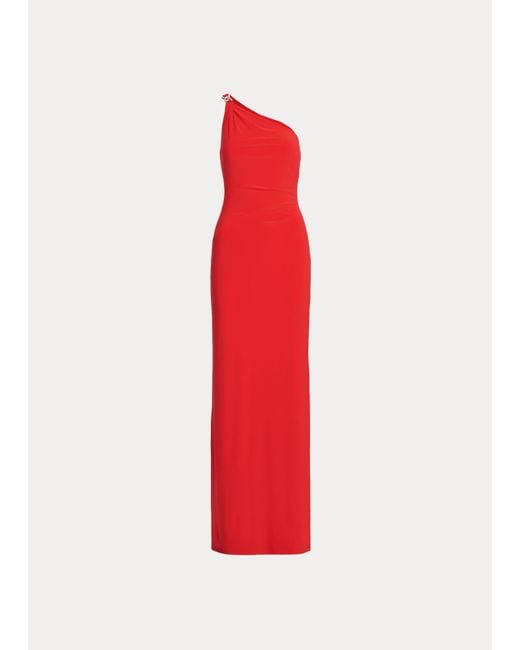 Ralph Lauren Red One-Shoulder-Abendkleid aus Jersey