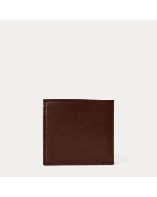 Polo Ralph Lauren Brown Burnished Leather Billfold Wallet for men