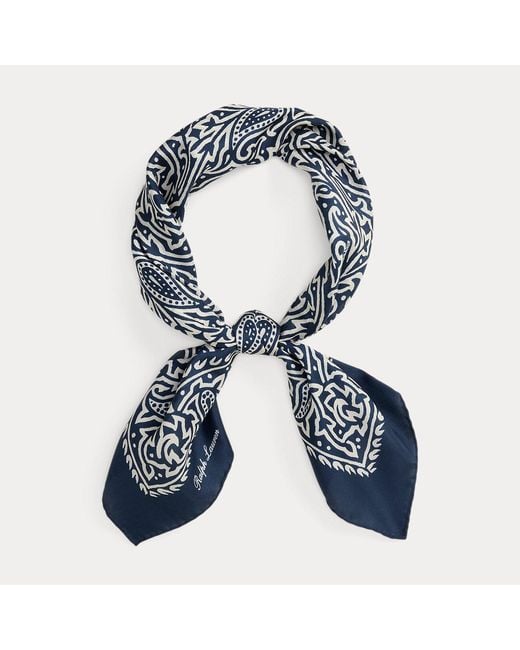Ralph Lauren Blue Print Silk Neckerchief for men