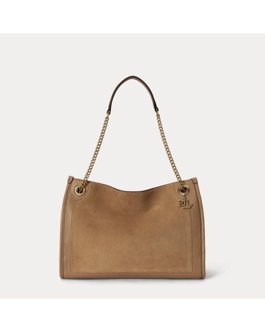 Ralph Lauren Brown Medium Bradley Suede & Leather Tote Bag