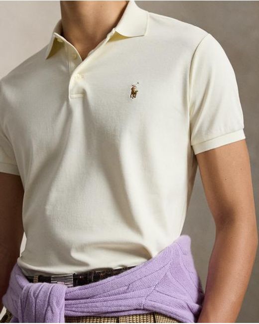 Polo Ralph Lauren Natural Custom Slim Fit Soft Cotton Polo Shirt for men
