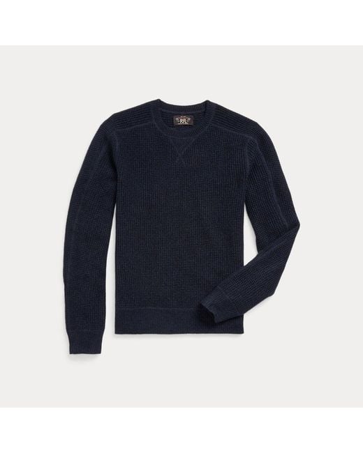 RRL Blue Waffle-knit Cashmere Jumper for men