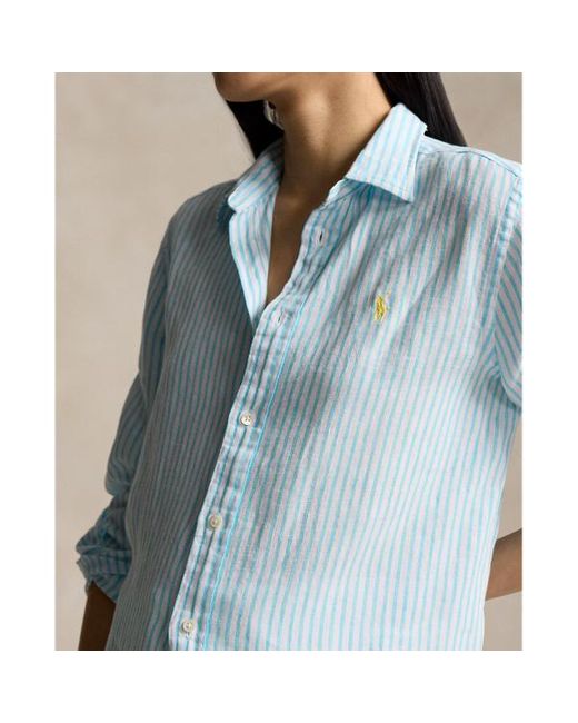 Polo Ralph Lauren Blue Relaxed Fit Striped Linen Shirt