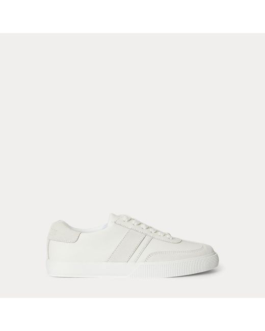 Ralph Lauren White Braylee Leather & Suede Sneaker