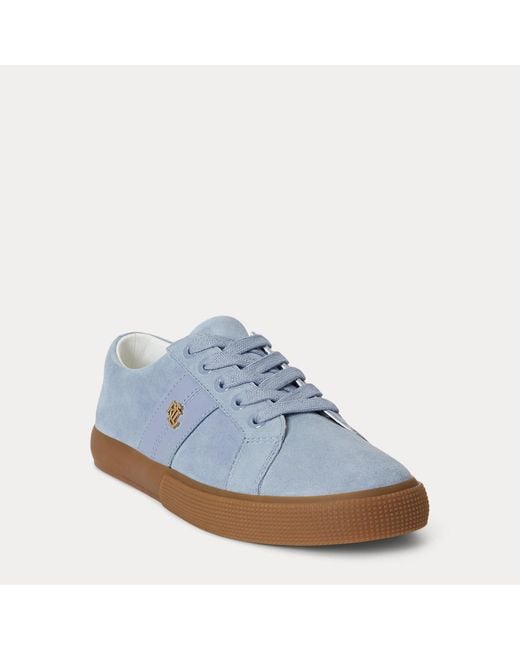 Ralph Lauren Blue Janson Ii Suede & Nappa Leather Trainer