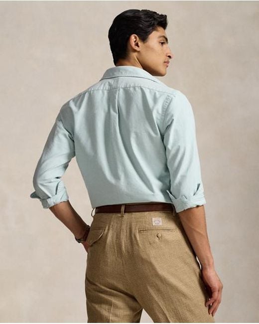 Polo Ralph Lauren Custom Fit Oxford Overhemd in het Blue voor heren
