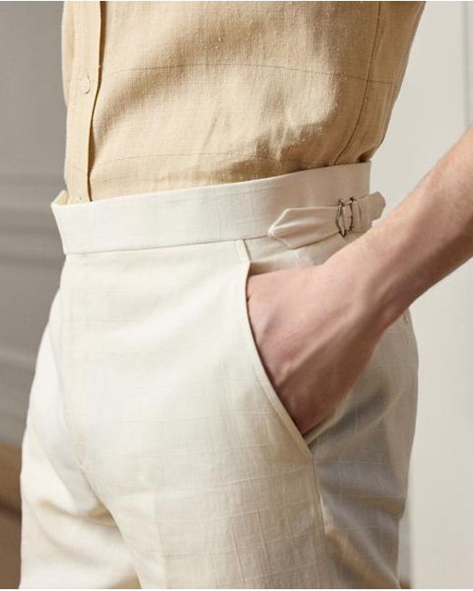 Ralph Lauren Natural Gregory Hand-Tailored Windowpane Trouser for men